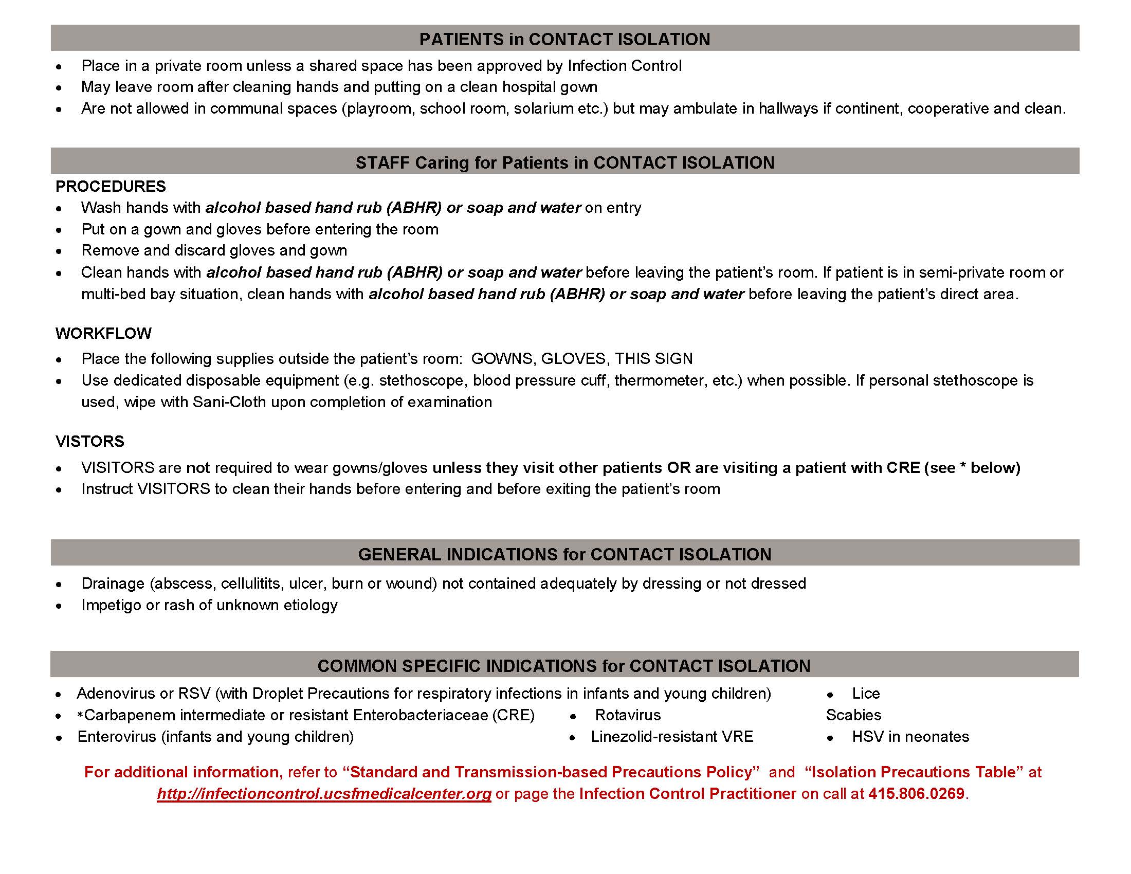 Contact Isolation Sign | UCSF Health Hospital Epidemiology And ...