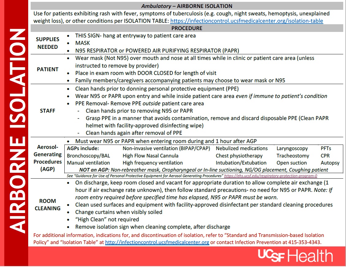 Ambulatory Airborne Isolation Sign | UCSF Health Hospital Epidemiology ...